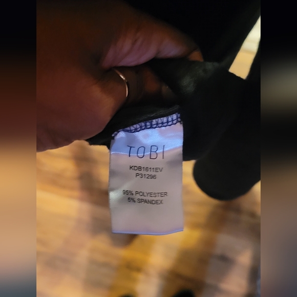 TOBI Black Ribbed Turtleneck Mini Dress, Size Small - Picture 6 of 7